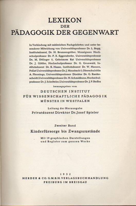 Deutsches Institut für wissenschaftliche Pädagogik  Lexikon der Pädagogik der Gegenwart Band 1 und 2 (2 Bände) 