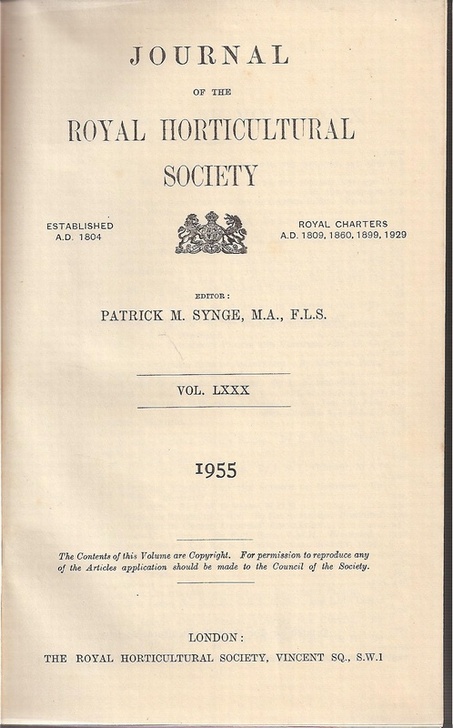 Journal of the Royal Horticultural Society  Volume LXXX Part One - Part Twelve (1955) 