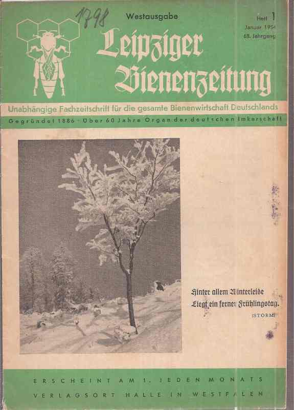 Leipziger Bienenzeitung  Leipziger Bienenzeitung 68.Jahrgang 1954 Heft 1 bis 3 (3 Hefte) 