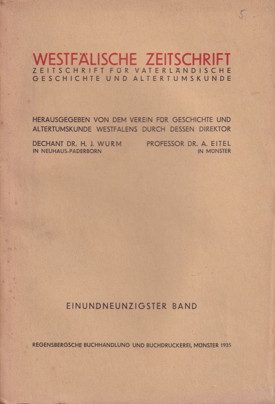Westfälische Zeitschrift  Westfälische Zeitschrift 91. Band 1935 
