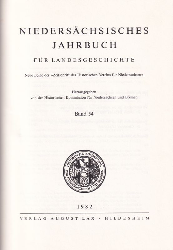 Niedersächsisches Jahrbuch  Niedersächsisches Jahrbuch für Landesgeschichte Band 54 