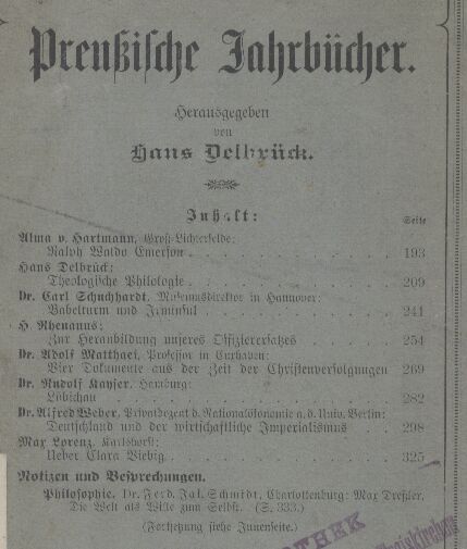 Preußische Jahrbücher  116. Band.April bis Juni 1904 