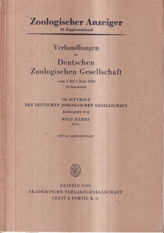 Zoologischer Anzeiger  Zoologischer Anzeiger 32.Supplementband 1969 