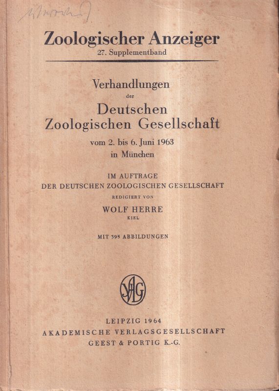 Zoologischer Anzeiger  27.Supplementband 