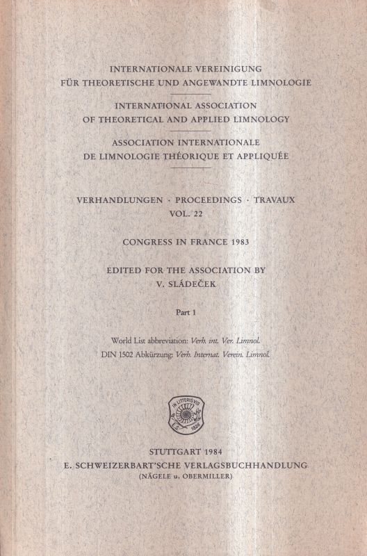 Internationale Vereinigung für theoretische und  angewandte Limnologie. Vol. 22. Part 1-5. (5 Bde.) 