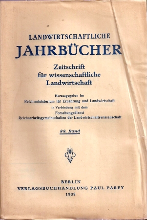 Landwirtschaftliche Jahrbücher  Landwirtschaftliche Jahrbücher 88. Band 1939 
