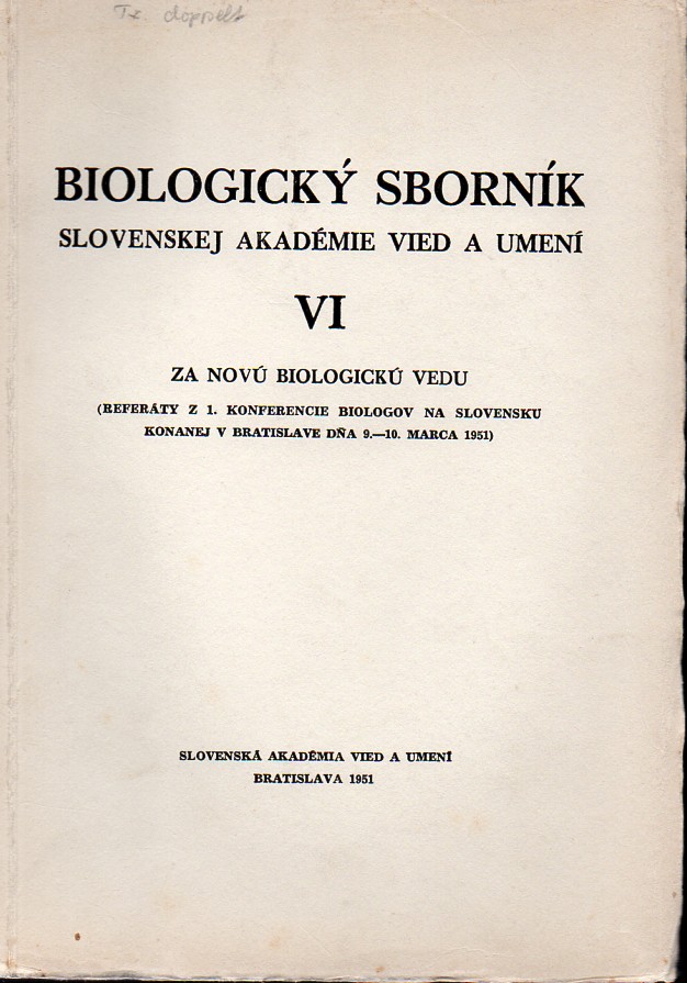 Slovenskej Akademie Vied a Umeni  Biologicky Sbornik VI 
