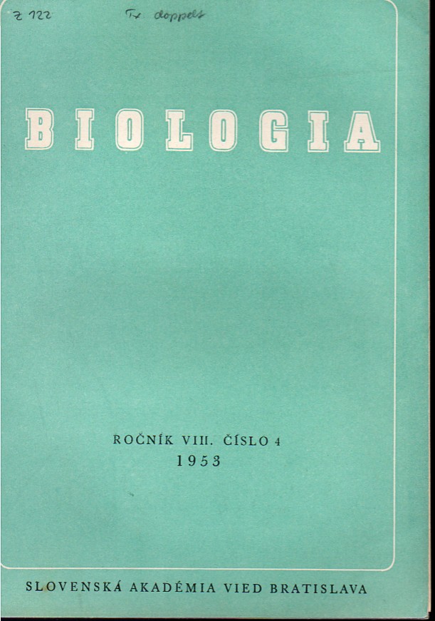 Slovenska Akademia Vied  Biologia Rocnik VIII, Cislo 4 