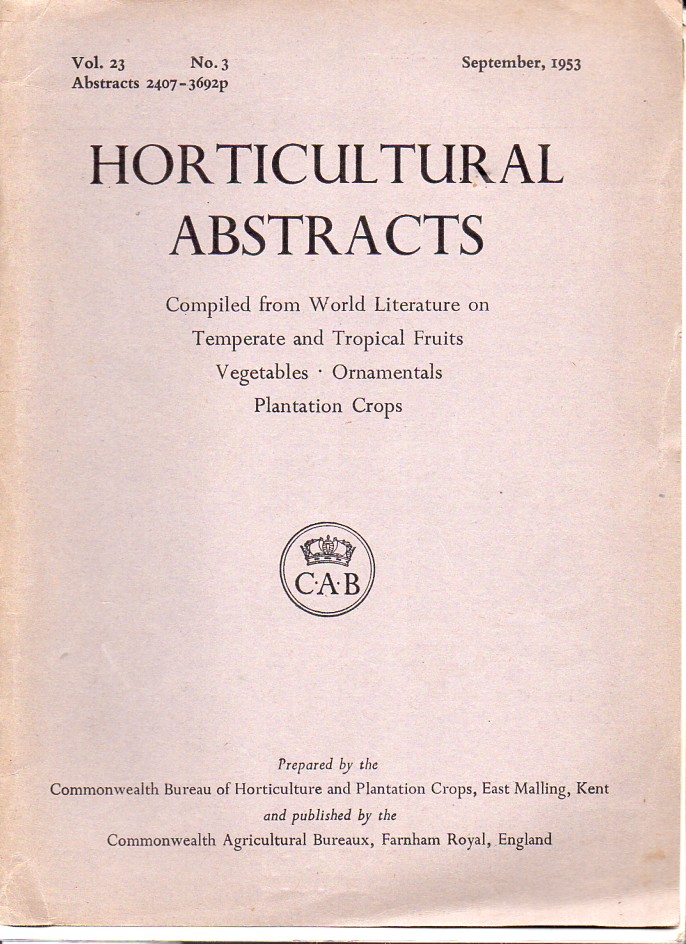 Horticultural Abstracts  Horticultural Abstracts Volume 23, 1953, No. 3 