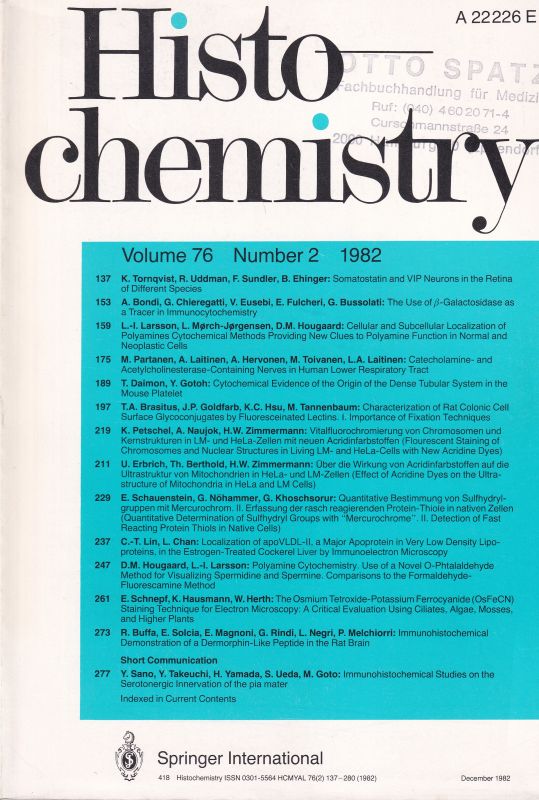 Histochemistry  Histochemistry Volume 76 Number 2, 1982 (1 Heft) 