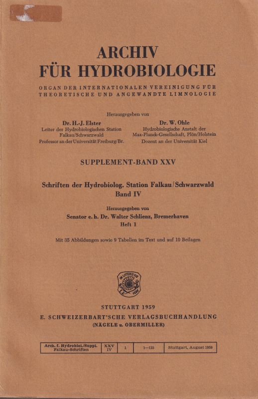 Archiv für Hydrobiologie  Archiv für Hydrobiologie Supplementband XXV 