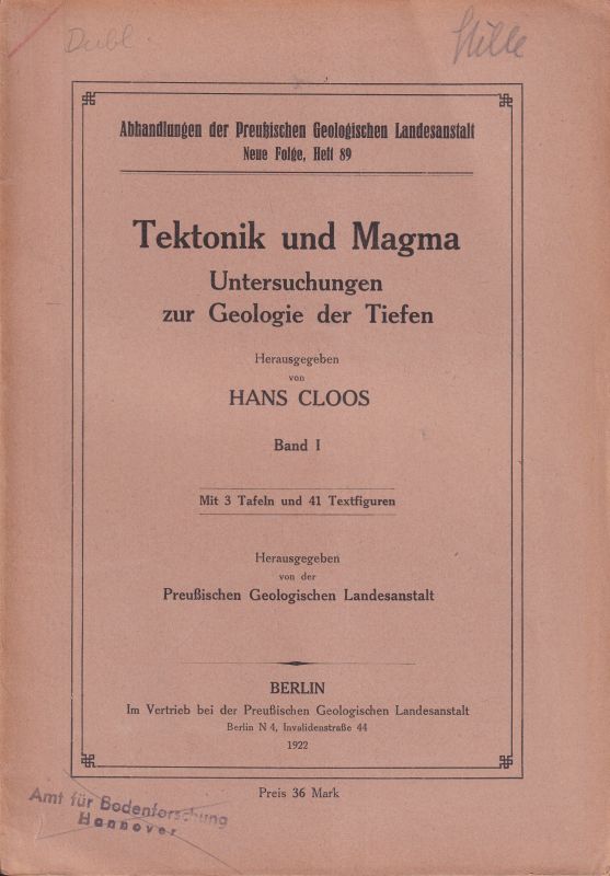 Cloos,Hans  Tektonik und Magma Band I 
