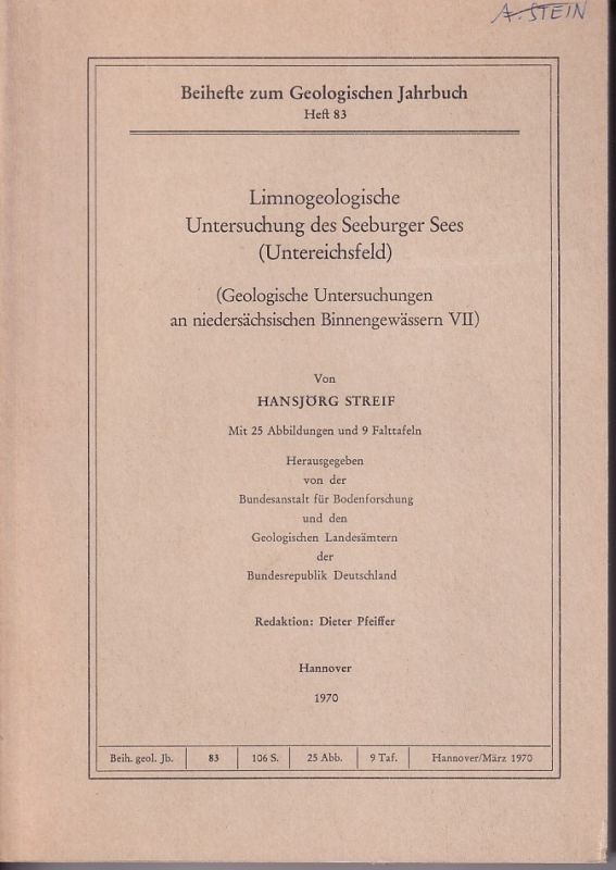 Streif,Hansjörg  Limnogeologische Untersuchung des Seeburger Sees (Untereichsfeld) 