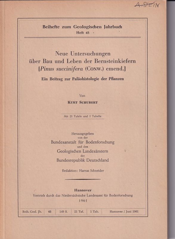 Schubert,Kurt  Neue Untersuchungen über Bau und Leben der Bernsteinkiefern (Pinus 