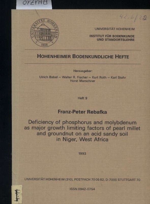 Rebafka,Franz-Peter  Deficiency of phosphorus and molybdenum as major growth limiting 