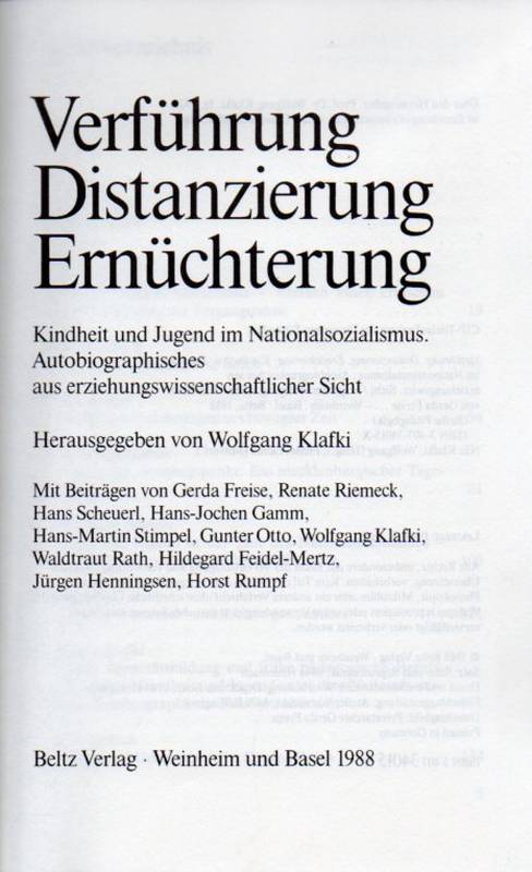 Klafki,Wolfgang (Hsg.)  Verführung Distanzierung Ernüchterung 