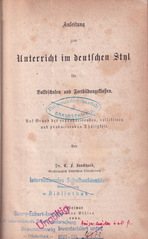 Lauckhard,C.L.  Anleitung zum Unterricht im deutschen Styl 