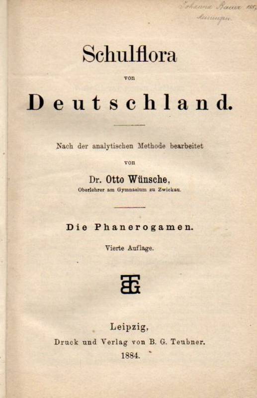 Wünsche,Otto  Schulflora von Deutschland Die Phanerogamen 