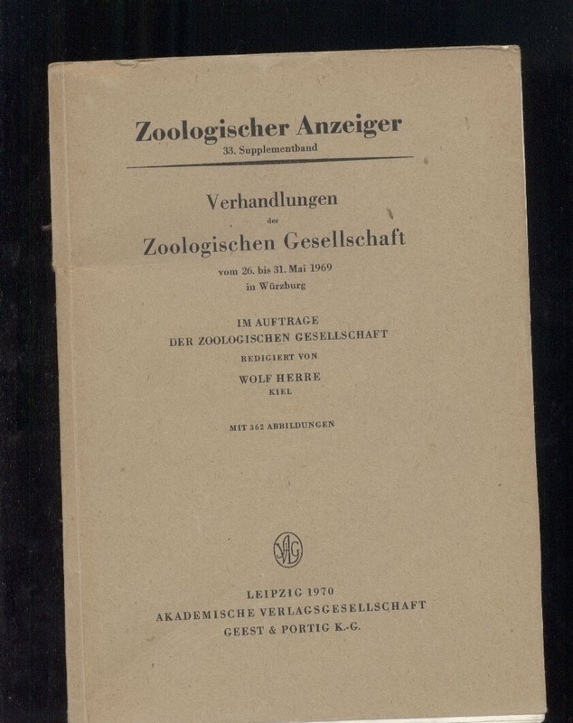 Zoologischer Anzeiger  33.Supplementband 