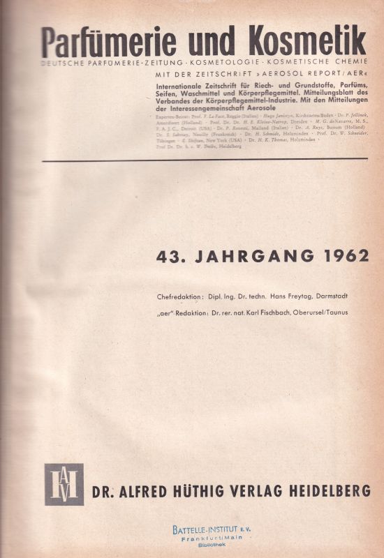 Parfümerie und Kosmetik  Parfümerie und Kosmetik 43.Jahrgang 1962 