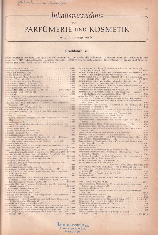 Parfümerie und Kosmetik  Parfümerie und Kosmetik 37.Jahrgang 1956 und 38.Jahrgang 1957 