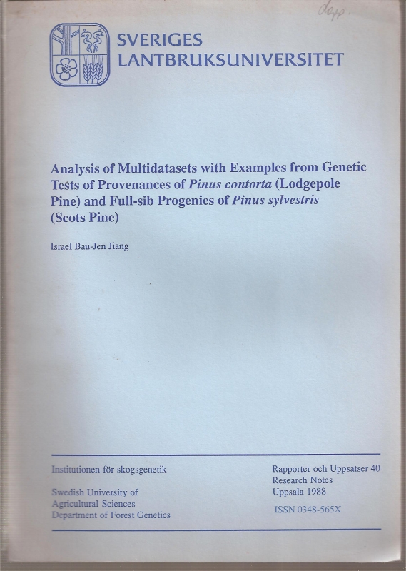 Jiang,Israel Bau-Jen  Analysis of Multidataset with Examples from Genetic Tests of 
