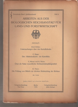 Biologische Reichsanstalt für Land-und Forst  13.Band 1924,Heft 4 (1 Heft).Jubiläumsband 
