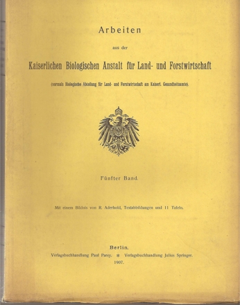 Biologische Abtheilung für Land-und Forsthwirt  Fünfter Band 1907 