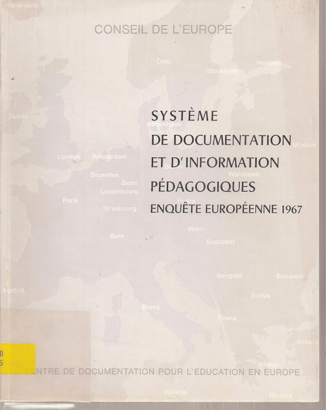 Conseil de L'Europe  Systeme de Documentation et D'Information Pedagogiques 
