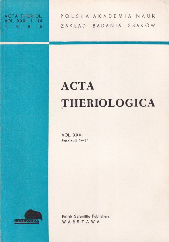 Acta Theriologica  Acta Theriologica Volume XXXI. 1986 No.1 bis 41 (3 Hefte) 