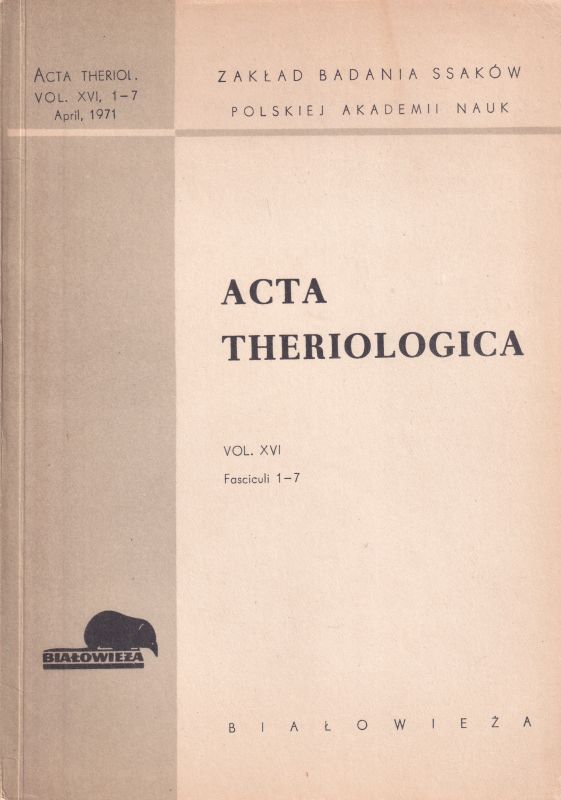Acta Theriologica  Acta Theriologica Volume XVI. 1971 No. 1-7 und 19-34 (3 Hefte) 