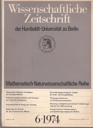 Humboldt-Universität zu Berlin  Wissenschaftliche Zeitschrift Jahrgang XXIII,1974,Heft 6 