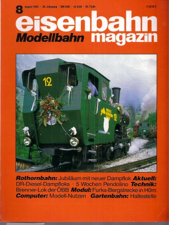 eisenbahn Modellbahn magazin  30.Jahrgang, Heft Nr.8. August 1992 