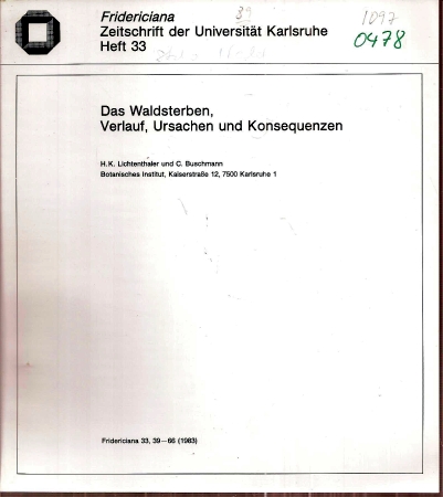 Lichtenthaler,H.K.+C.Buschmann  Das Waldsterben, Verlauf, Ursachen und Konsequenzen 