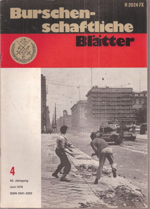 Burschenschaftliche Blätter  Burschenschaftliche Blätter 93.Jahrgang 1978 Heft 4 
