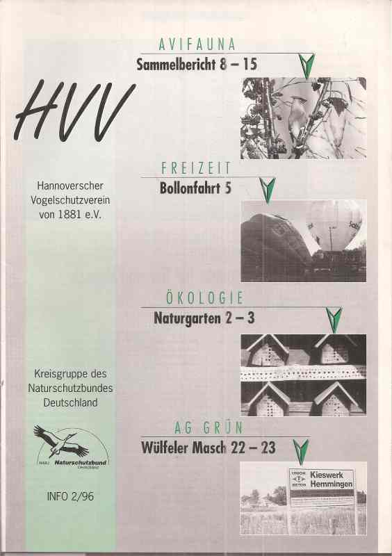 Hannoverscher Vogelschutzverein von 1881 e.V.  Info 2 / 96 - Zeitschrift 