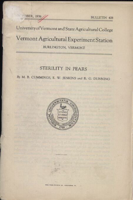 Cummings,M.B.+E.W.Jenkins+R.G.Dunning  Sterility in Pears 