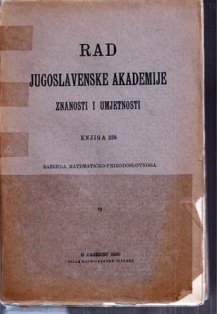 RAD Jugoslavenske Akademije  Znanosti i Umjetnosti Knjiga 238 