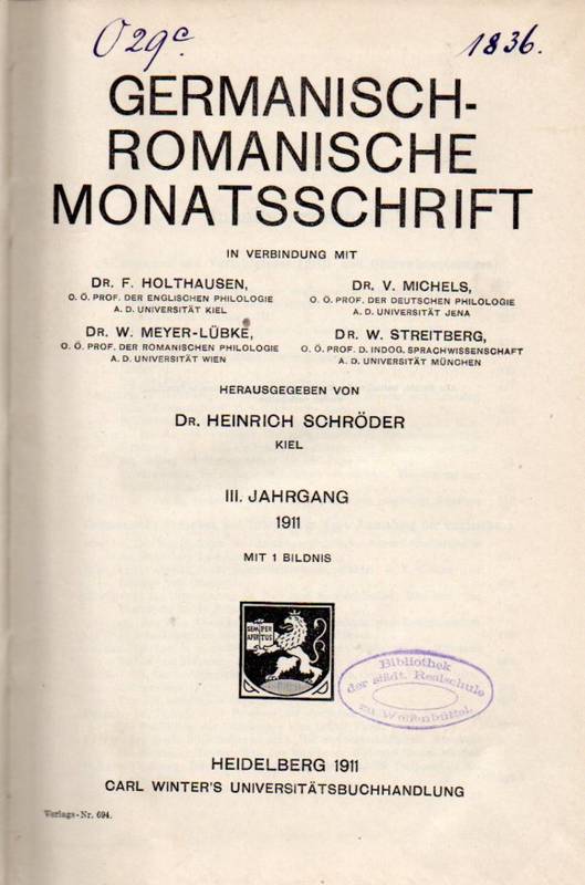 Germanisch-Romanische Monatsschrift  3.Jg.1911 