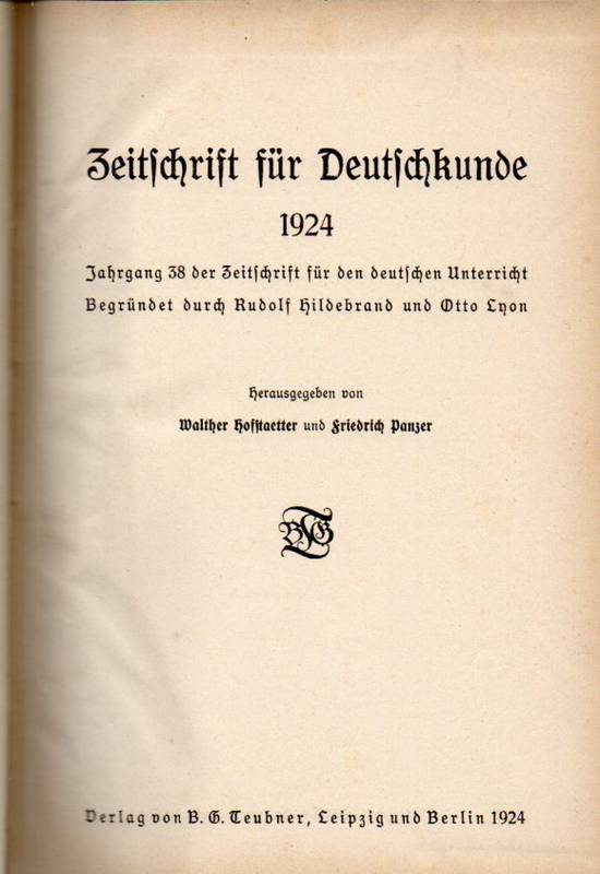 Zeitschrift für Deutschkunde  Jg.38.1924 