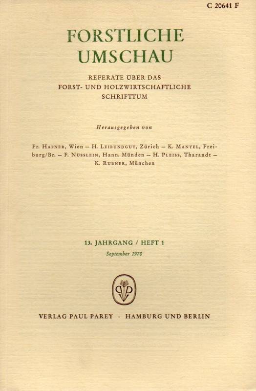 Forstliche Umschau  13.Jahrgang 1970.Heft 1 bis 4 (4 Hefte) 