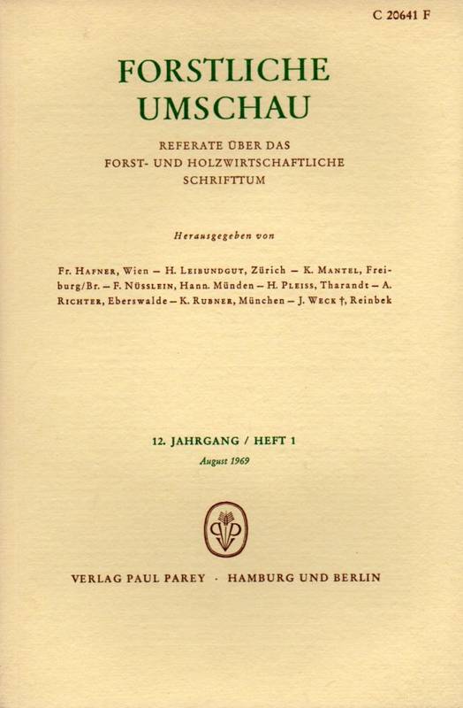 Forstliche Umschau  12.Jahrgang 1969.Heft 1 bis 4 (4 Hefte) 