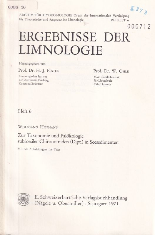 Hofmann,Wolfgang  Zur Taxonomie und Palökologie subfossiler Chironomiden (Dipt.) in 