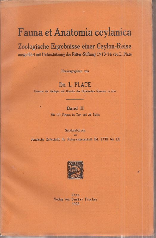 Plate,L.  Fauna et Anatomia Ceylanica Band II 
