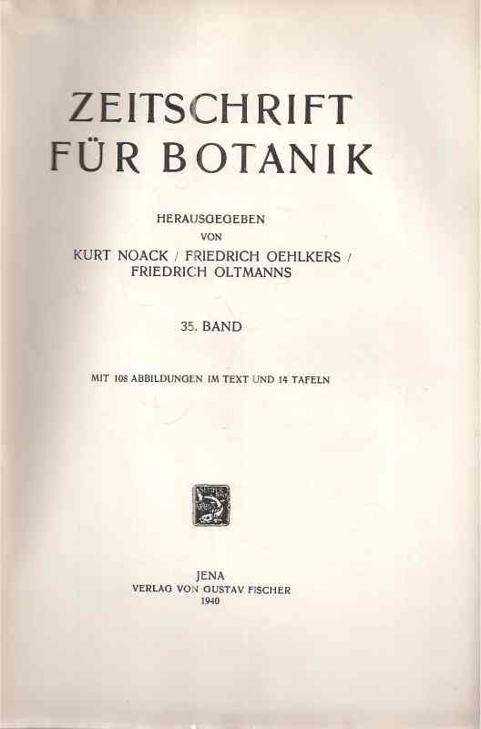 Zeitschrift für Botanik  Zeitschrift für Botanik 35. Band 1940 