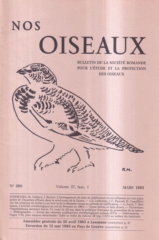 Nos Oiseaux  Nos Oiseaux Volume 37 Heft 1-5 et 7-8 No. 390 bis 394 et 396-397 