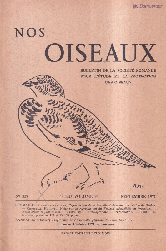 Nos Oiseaux  Nos Oiseaux Volume 31 Heft 1 et 4 No. 334 et 337 (3 Hefte) 