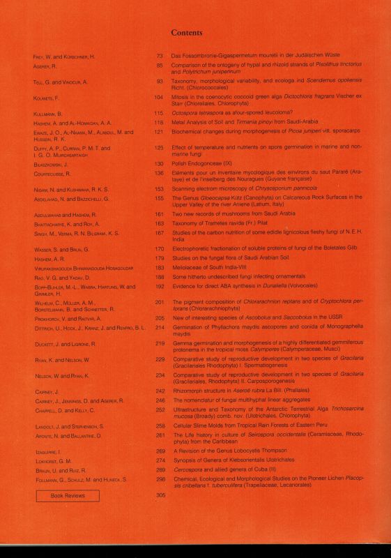 Cryptogamic Botany  Cryptogamic Botany Volume 2, Nov. 1991 Heft Nr. 2 and 3 (1 Heft) 
