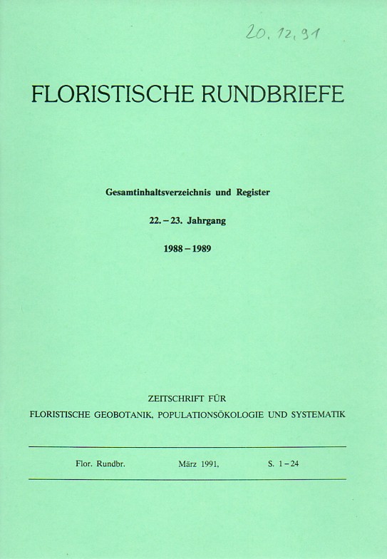 Floristische Rundbriefe  Floristische Rundbriefe 22.-23.Jahrgang 1988-1989 