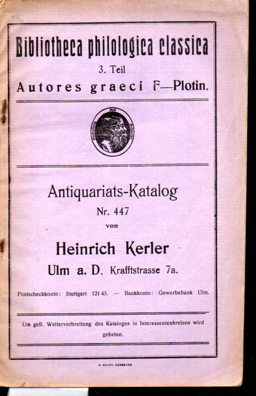 Kerler,Heinrich  Antiquariats-Katalog Nr. 447 